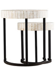 Set Of Two 21" White Solid Wood And Iron Round Nested Tables