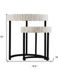 Set Of Two 21" White Solid Wood And Iron Round Nested Tables