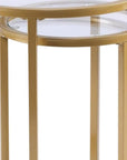 Set Of Two 23" Gold Glass And Steel Round Nested Tables