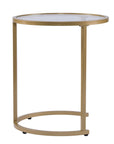 Set Of Two 23" Gold Glass And Steel Round Nested Tables