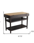 Brown and Natural 48" Kitchen Island With Storage