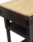 Brown and Natural 48" Kitchen Island With Storage