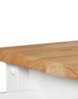 42" Natural and White Butcher Block and Iron Rolling Kitchen Cart With Storage