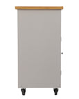 Gray and Natural 35" Rolling Kitchen Island With Storage