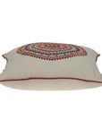 18" X 18" Beige and Blue Abstract Indoor Outdoor Throw Pillow