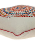18" X 18" Beige and Blue Abstract Indoor Outdoor Throw Pillow