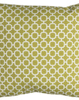 22" Green and White Quatrefoil Indoor Outdoor Throw Pillow