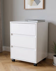 18" White Wood Accent Cabinet With Three Drawers