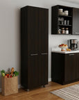79" Black Wood Pantry Or Storage Closet