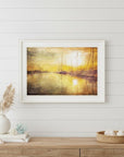 Yellow Sunset White Framed Print Wall Art
