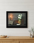 White Flowers 2 Black Framed Print Wall Art