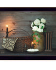 White Flowers 3 Black Framed Print Wall Art