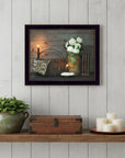 White Flowers 3 Black Framed Print Wall Art
