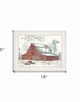 Winter Barn with Pickup Truck 1 White Framed Print Wall Art