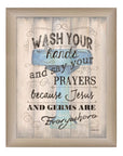 Wash your Hands 3 Brown Framed Print Bathroom Wall Art