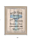 Wash your Hands 3 Brown Framed Print Bathroom Wall Art