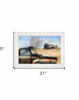 Vintage Farm Trucks 1 White Framed Print Wall Art