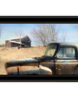 Vintage Farm Trucks 2 Black Framed Print Wall Art