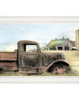 Vintage Farm Trucks I 1 White Framed Print Wall Art