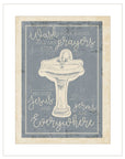 Wash Your Hands 5 White Framed Print Bathroom Wall Art