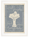 Wash Your Hands 6 White Framed Print Bathroom Wall Art