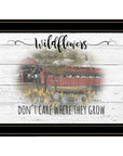 Wildflowers Covered Bridge Black Framed Print Wall Art