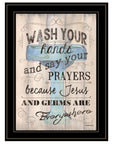 Wash Your Hands 4 Black Framed Print Bathroom Wall Art