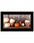 Welcome Pumpkin Shelf 2 Black Framed Print Wall Art