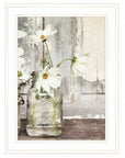 White Blossoms 1 White Framed Print Wall Art