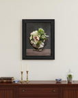 Vintage Floral Tea Pot 1 Black Framed Print Kitchen Wall Art