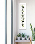 White And Black Floral Welcome Sign Framed Wall Art