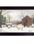Winter Coat sheep Black Framed Print Wall Art