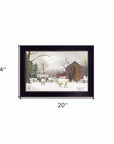 Winter Coat sheep Black Framed Print Wall Art