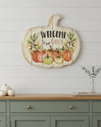 Welcome Pumpkin Wood Plank Wall Art