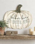 Gather Here With Grateful Hearts 15" X 17" Cream Hanging Dimensional Sculpture