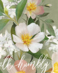 Walk Humbly Floral 2 White Framed Print Wall Art