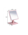 9" Pink Wood Square Freestanding Framed Makeup Shaving Tabletop Mirror
