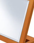 8" Brown Wood Framed Freestanding Makeup Shaving Tabletop Mirror