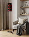 66" Steel Novelty Floor Lamp With Black And Red Drum Shade