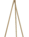 65" Gold And White Tripod Floor Lamp With White Fabric Drum Shade