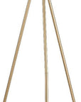 65" Gold And White Tripod Floor Lamp With White Fabric Drum Shade