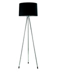 59" Silver Tripod Floor Lamp With Black Fabric Drum Shade