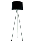 59" Silver Tripod Floor Lamp With Black Fabric Drum Shade