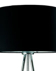 59" Silver Tripod Floor Lamp With Black Fabric Drum Shade