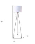 59" White Tripod Floor Lamp With White Drum Shade