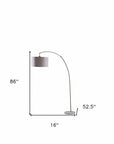 86" Beige And Antique Gold Arched Floor Lamp With Gray Drum Shade