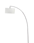 86" White And Silver Arc Floor Lamp With White Drum Shade