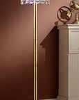 65" Gold And White Novelty Floor Lamp With White Fabric Drum Shade