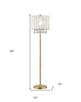 65" Gold And White Novelty Floor Lamp With White Fabric Drum Shade