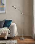 54" Silver Adjustable LED Task Floor Lamp With Silver